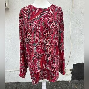 J. Jill Red Paisley Blouse
